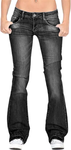 Women's Skinny Girlfriend Jeans Stretchy Bell Bottom Bootcut Denim Pant Sexy Slimming Mid Waisted Flare Bottom Jeans