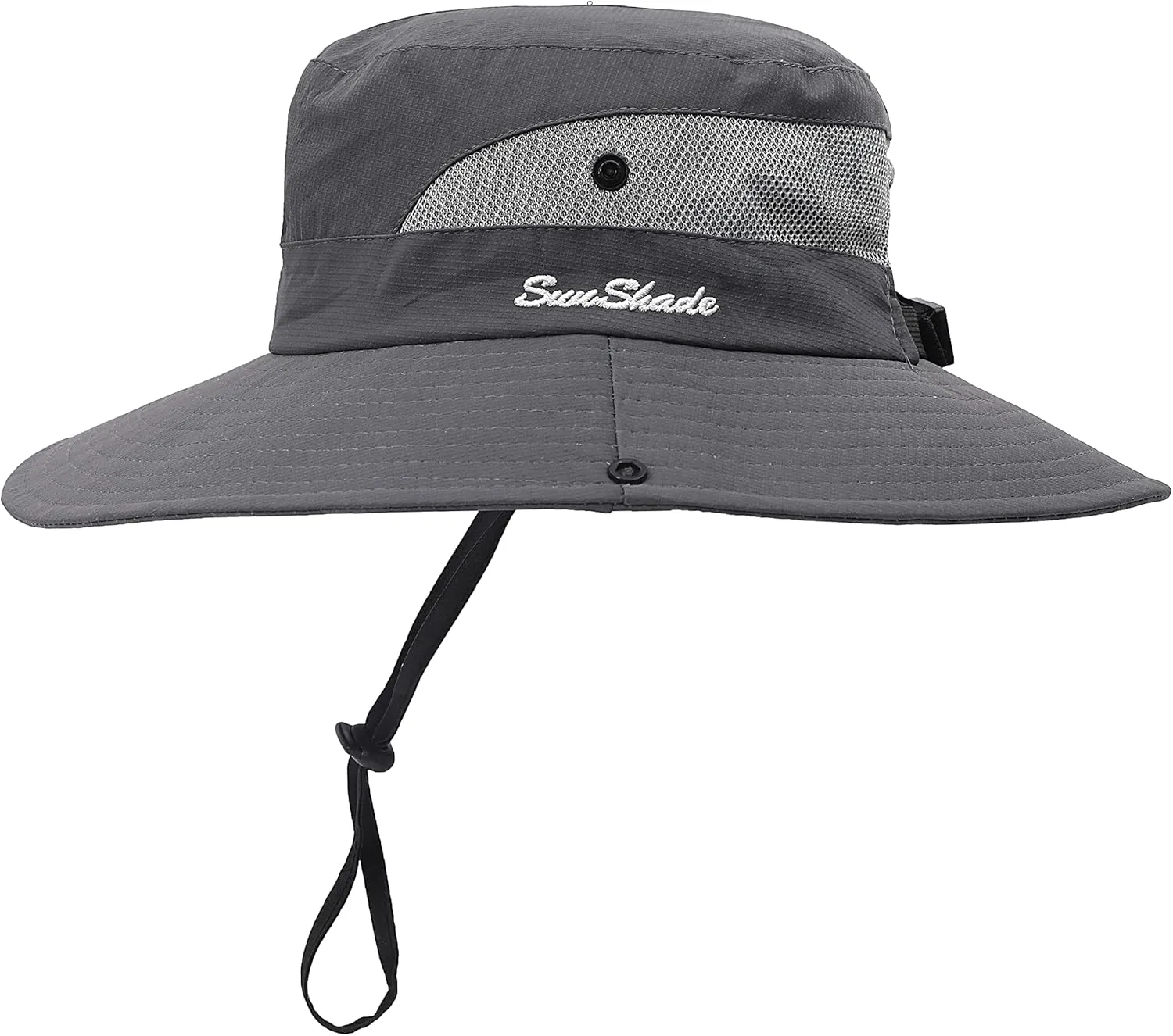 Womens Summer Sun Hat Beach Hat Wide Brim Outdoor UV Protection Hat Foldable Cool Mesh Ponytail Bucket Hat