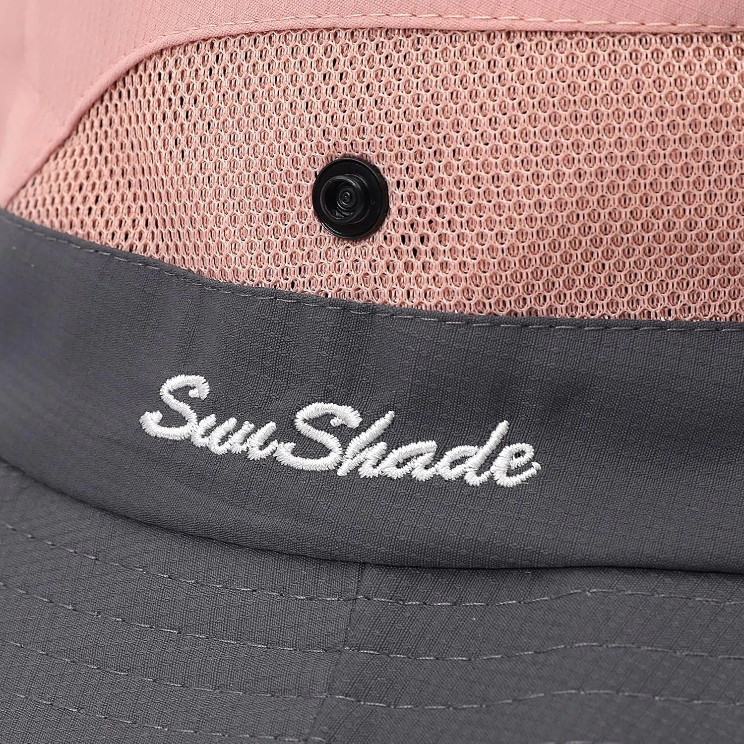 Womens Summer Sun Hat Beach Hat Wide Brim Outdoor UV Protection Hat Foldable Cool Mesh Ponytail Bucket Hat