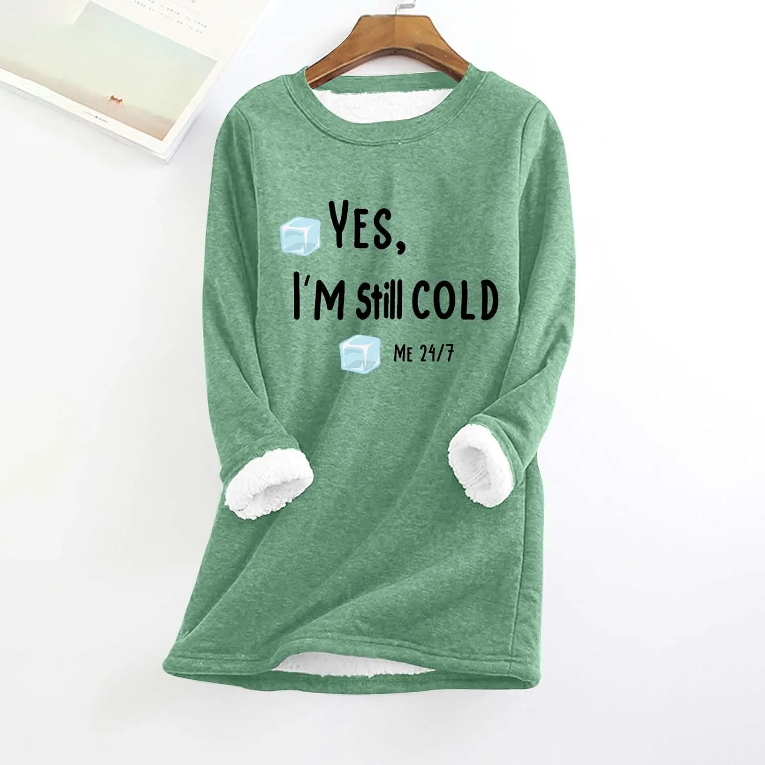 Womens Sweatshirt Warm Sherpa Lined Fleece Pullover Tops Casual Crewneck Sweater Long Sleeve Pullover Loungewear