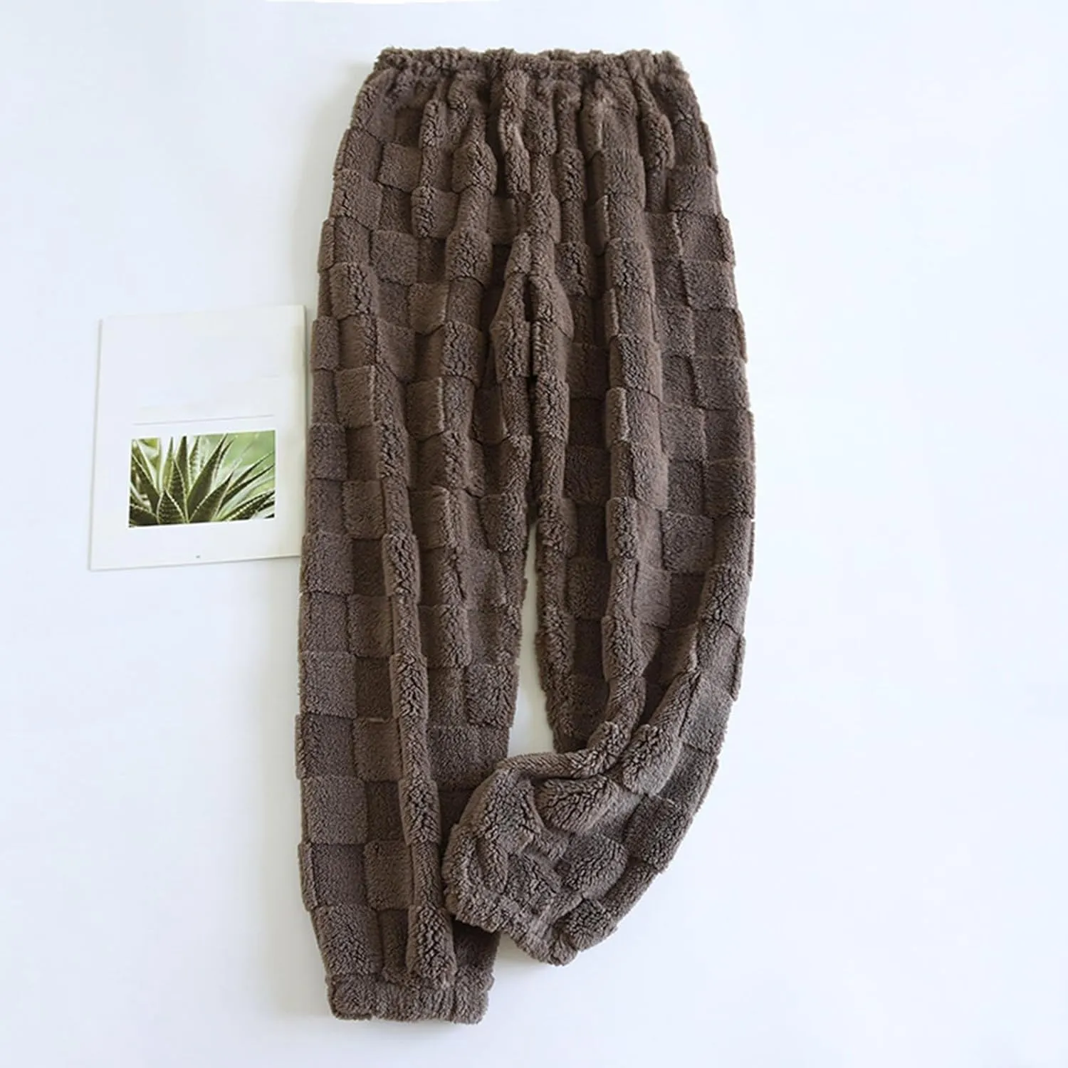 Womens Winter Cozy Lounge Pants Baggy Elastic Waist Cinch Bottom Pants Sherpa Fleece Pajama Sleepwear