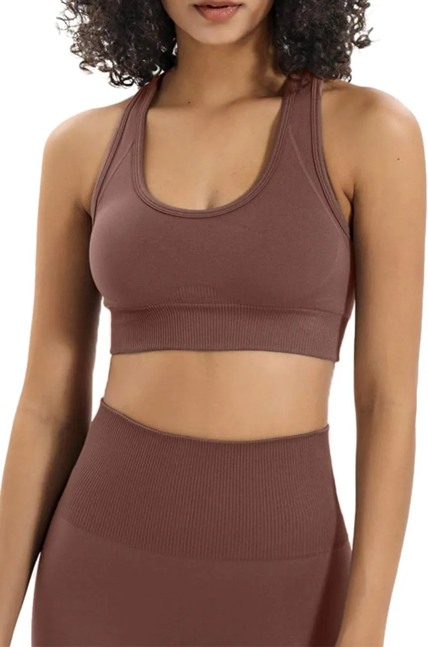 Women's Yoga Outfits 2 Piece High Waisted Leggings with Sports Bra Gym Clothes Sets