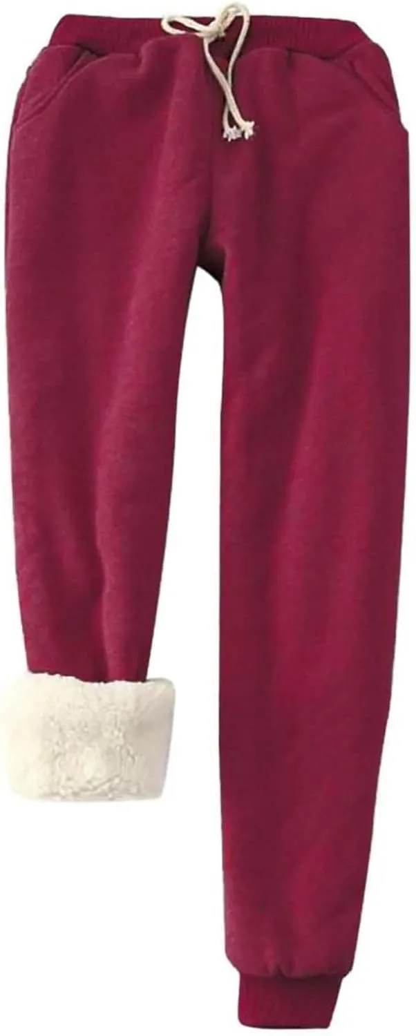WYTong Womens Sweatpants Heart Printed Fleece Lined Sweatpants with Pocket Drawstring Winter Thermal Sherpa Lined Jogger