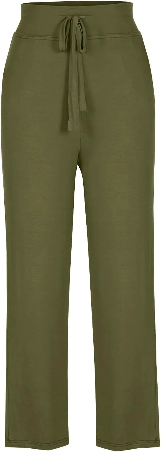 Yoga Pants Women Drawstring Elastic High Waist Wide Leg Modal Pants Comfy Casual Loungewear Pajama Pants