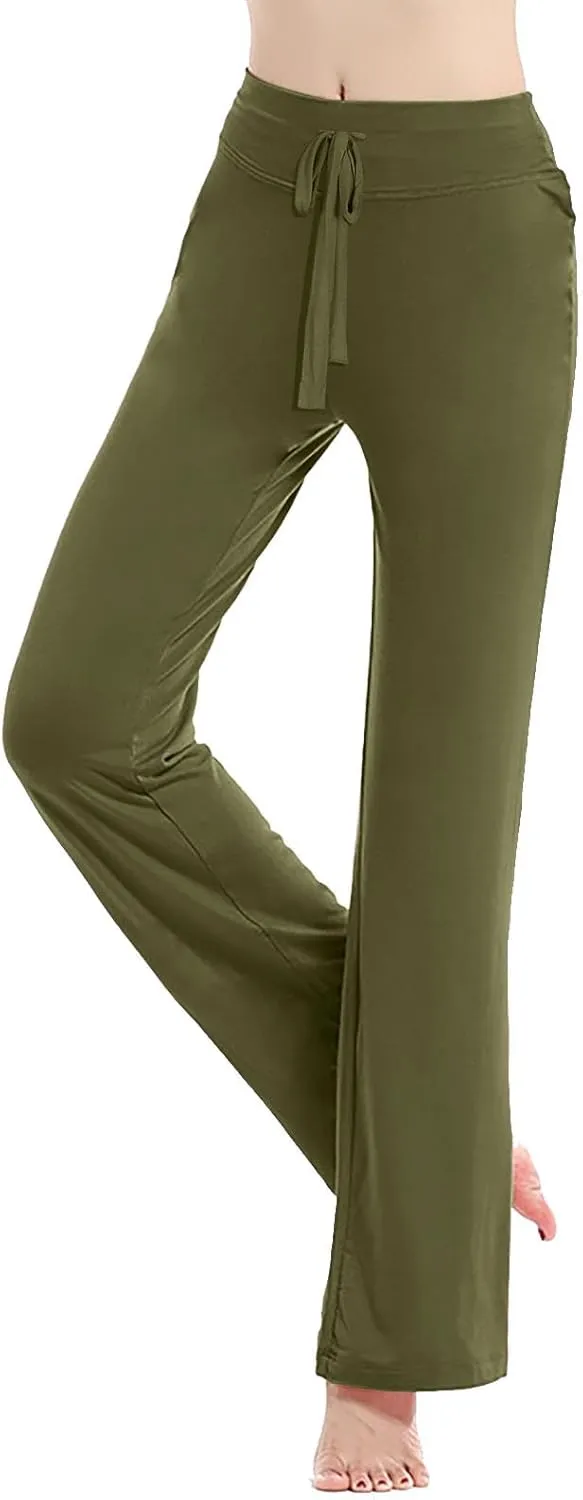 Yoga Pants Women Drawstring Elastic High Waist Wide Leg Modal Pants Comfy Casual Loungewear Pajama Pants