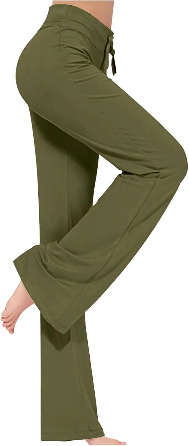 Yoga Pants Women Drawstring Elastic High Waist Wide Leg Modal Pants Comfy Casual Loungewear Pajama Pants