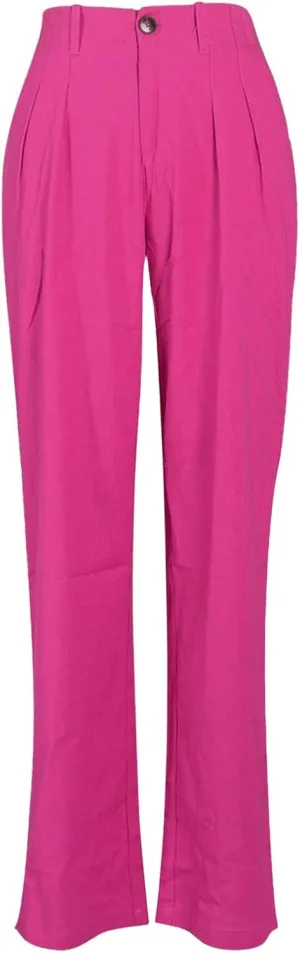 YOLAI Women Casual Solid Color Pants Summer Breathable Straight Leg Pants Flowy Business Work Trousers with Pockets