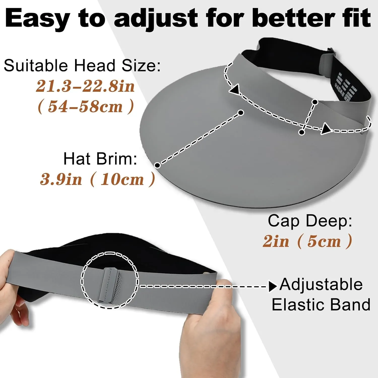 ZOORON Sun Visor Hats for Women Men Wide Brim Sun Hats Women Men Adjustable Ponytail Sun Hats Foldable UPF 50 